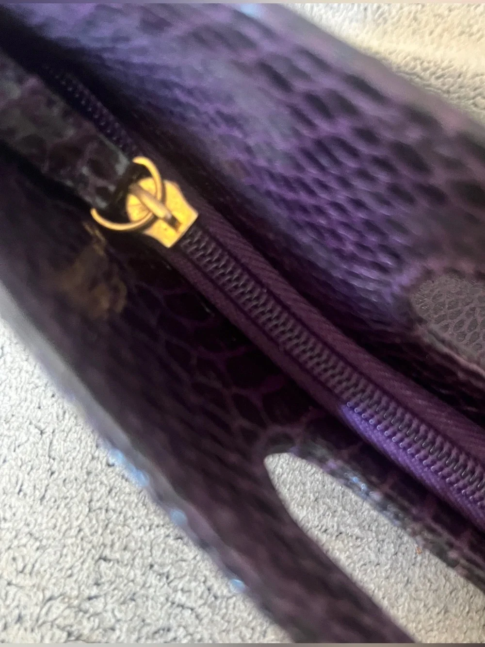 Vintage Y2K Baby Phat dark purple/plum faux snakeskin leather rectangular clutch